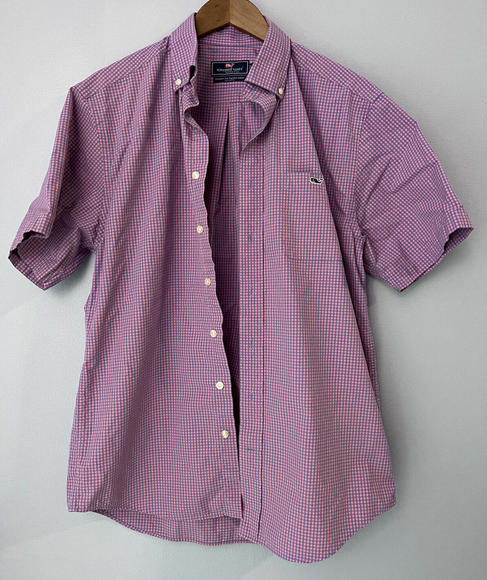 Vineyard Vines Classic Fit Tucker Shirt Pink Blue Checked Button Down Mens M - Picture 2 of 8
